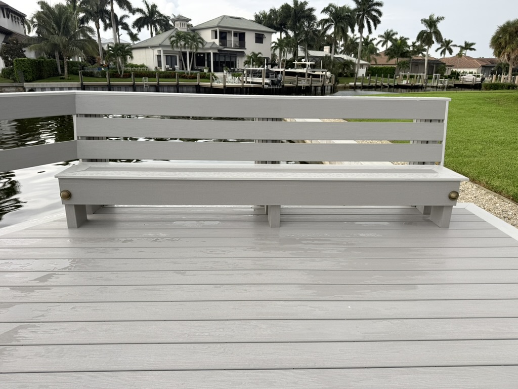 Built-in bench on a Coastal DCS waterfront dock