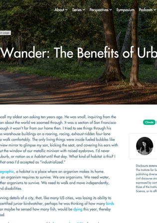 Institute of Science and Policy Essay: Free to Wander: The Benefits of Urban Trails