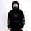 Thumbnail: Men's Black Jacket Buckle Strap Rugged fleece Pullover Cross Hoodie Crimson