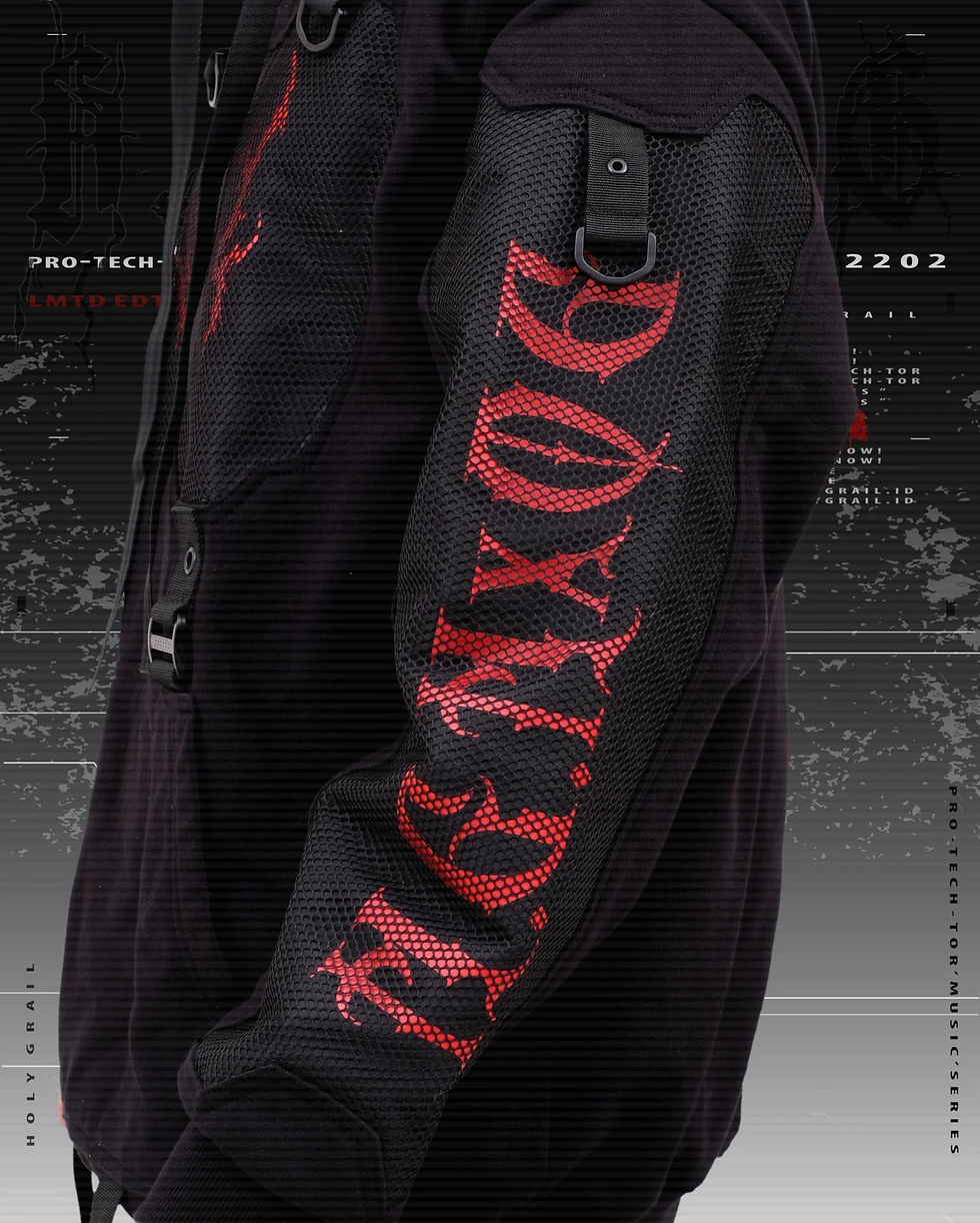 Thumbnail: Men's Techwear Red Jacket Rugged fleece Pullover Hoodie Holygrail H.G.H.X.06