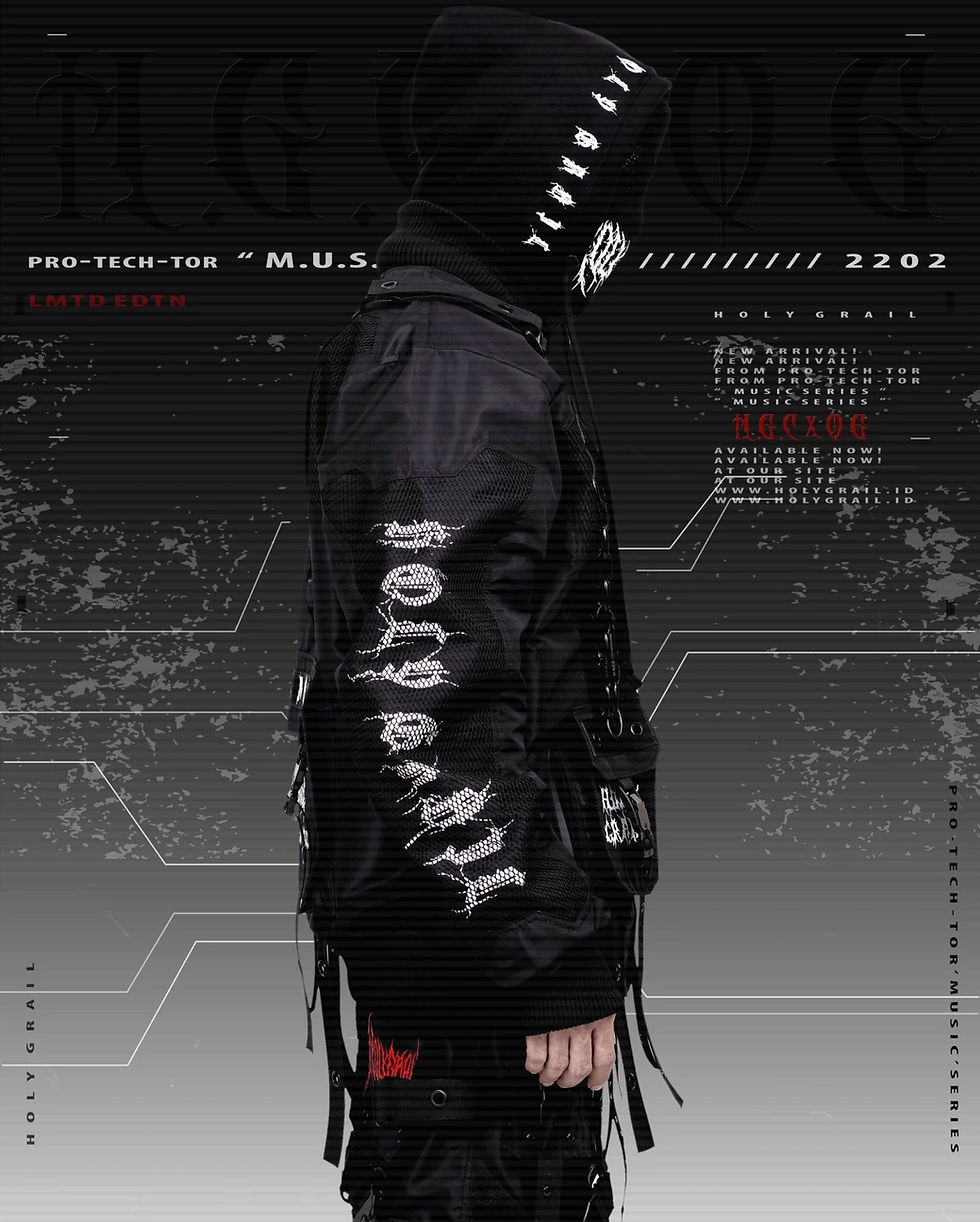 Thumbnail: Men's Techwear Black Jacket Hoodie Full Zip Buckle Holygrail H.G.C X 06 LIMITED