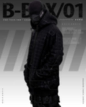 Men's Techwear Black Jacket Rugged fleece Pullover Hoodie Holygrail B-BOX-01