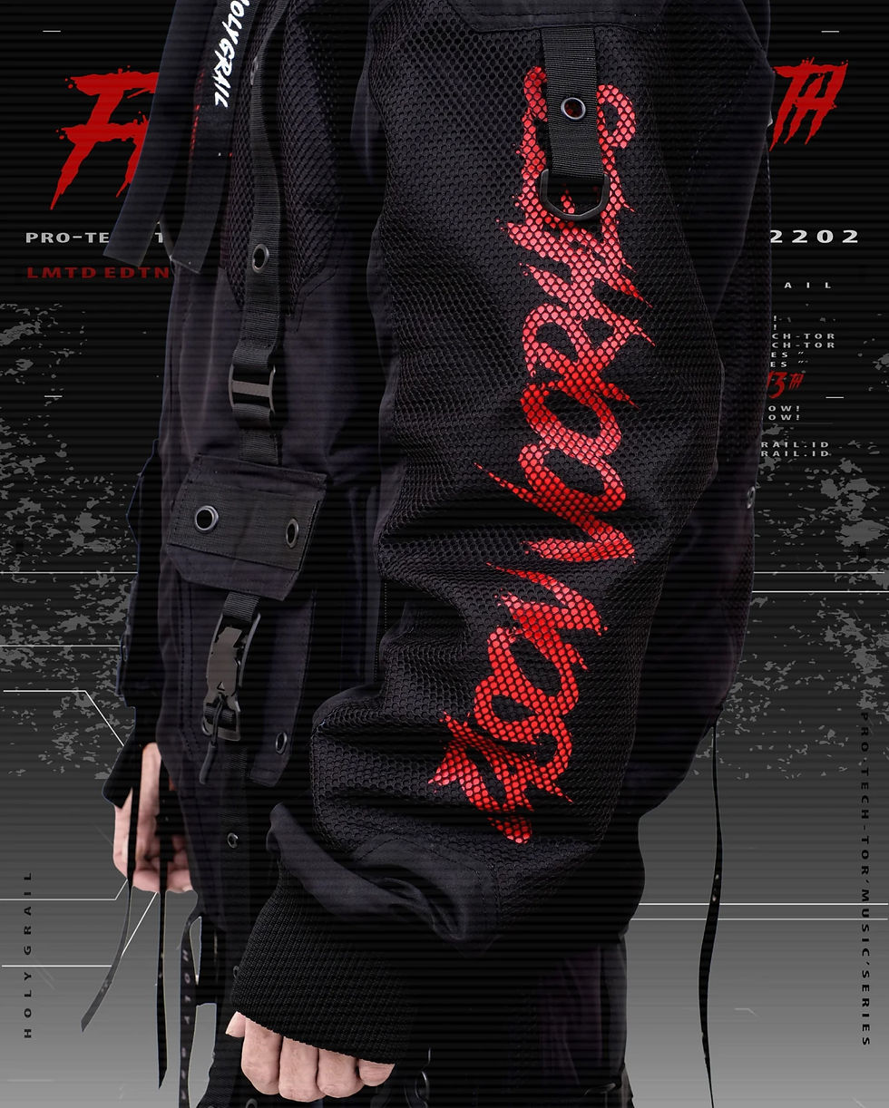Thumbnail: Men's Techwear Black Halloween friday the 13th Bomber Jacket Hoodie H.G.B.X.FT13