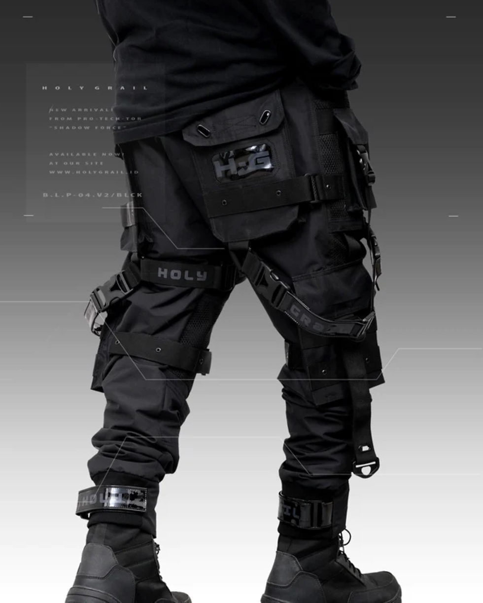 Thumbnail: Men's Black Streetwear Techwear Heavy Cargo Trouser Pants B.L.P-04.V2/BLCK