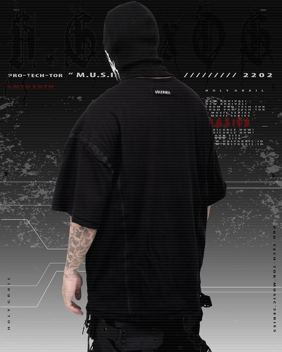 Thumbnail: Men's Techwear Tactical T-shirt Black White Holygrail H-G H.G.S.X.06