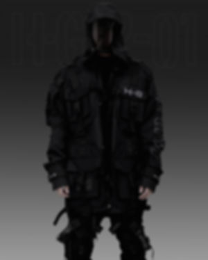 Men's Techwear Black Jacket Parka Coat Hoodie Full Zip Buckle H-G/P-01 BLCK