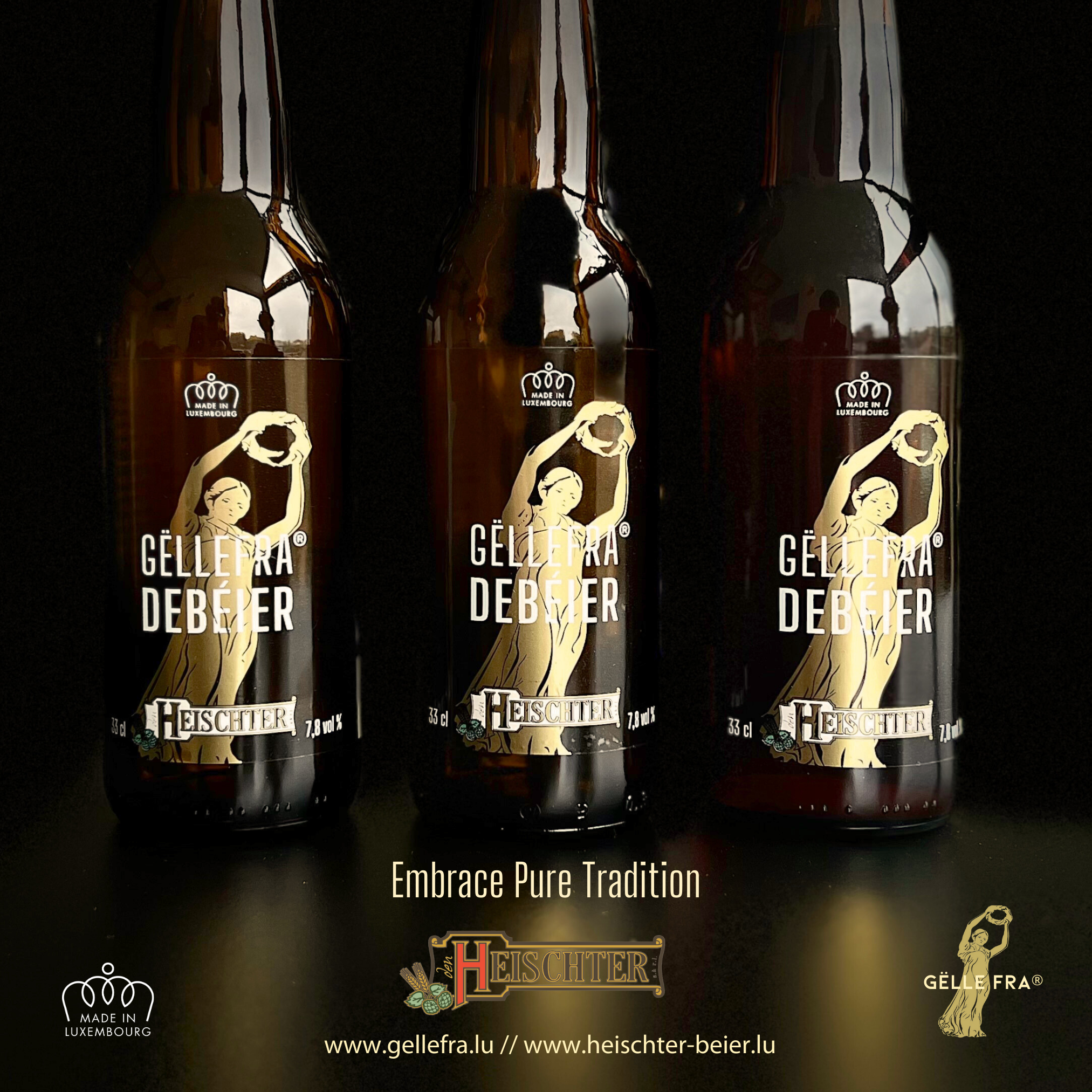 GËLLE FRA® DE BÉIER, 4 X TRIPAK, 12 BOUTEILLES LONG NECK 33 CL