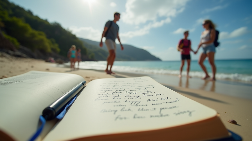 Close-up view of a journal with handwritten notes and a Bible beside it