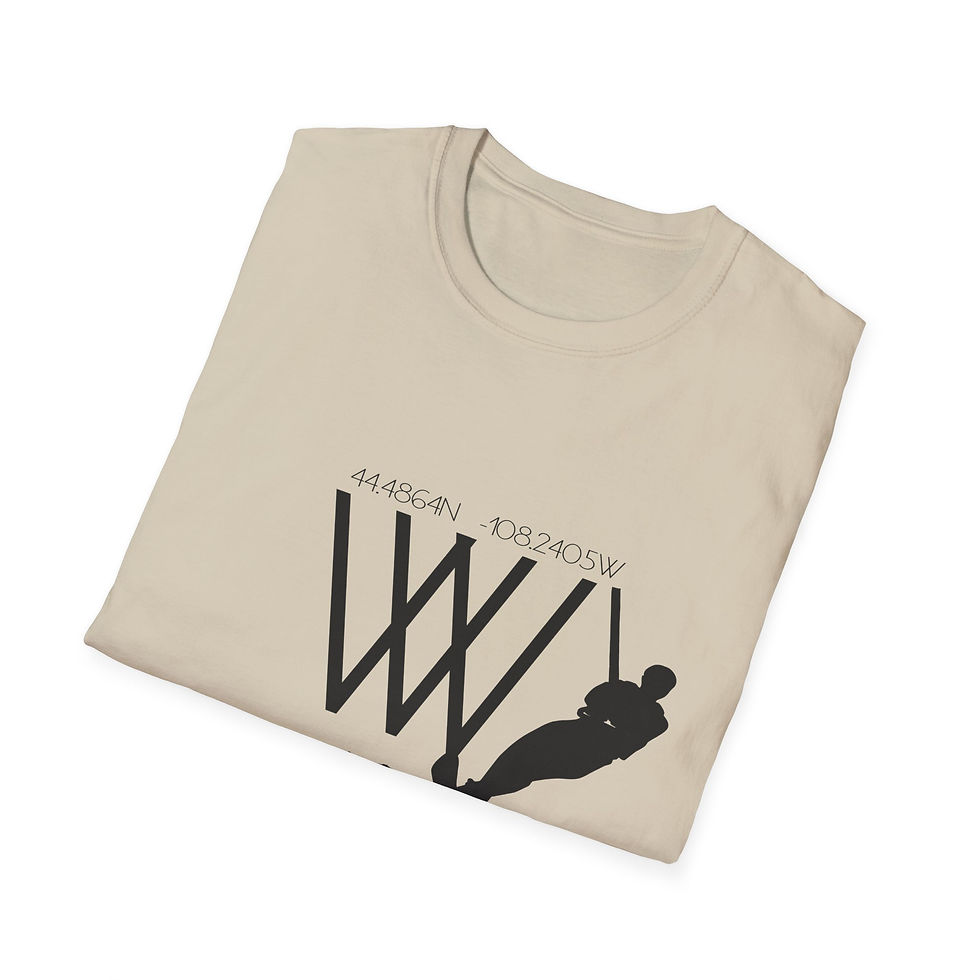 Thumbnail: Waterski Wyoming T-Shirt — Retro Waterskiing Design with USA Stripe