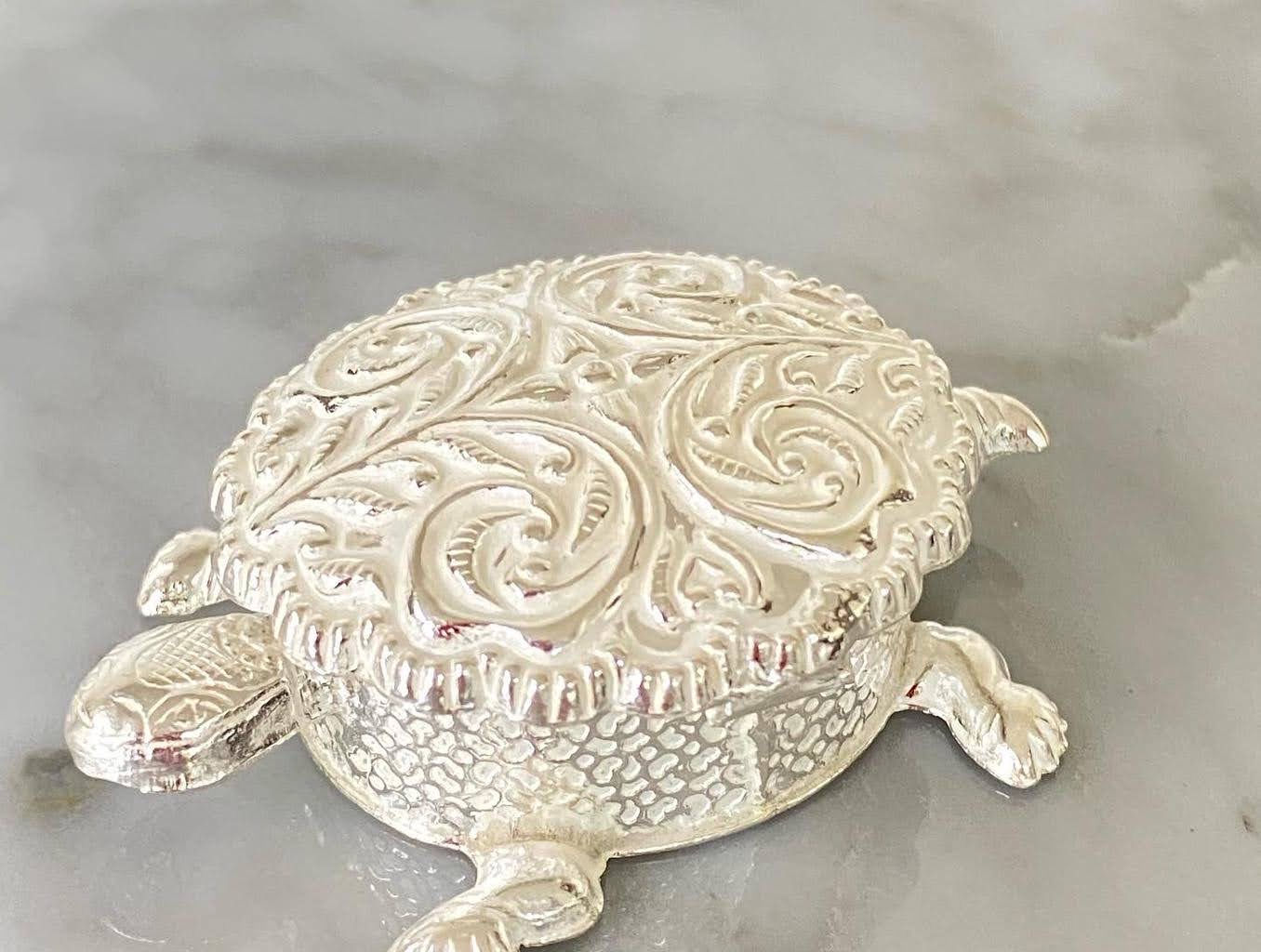 Turtle Silver Kum Kum Caddy - 3