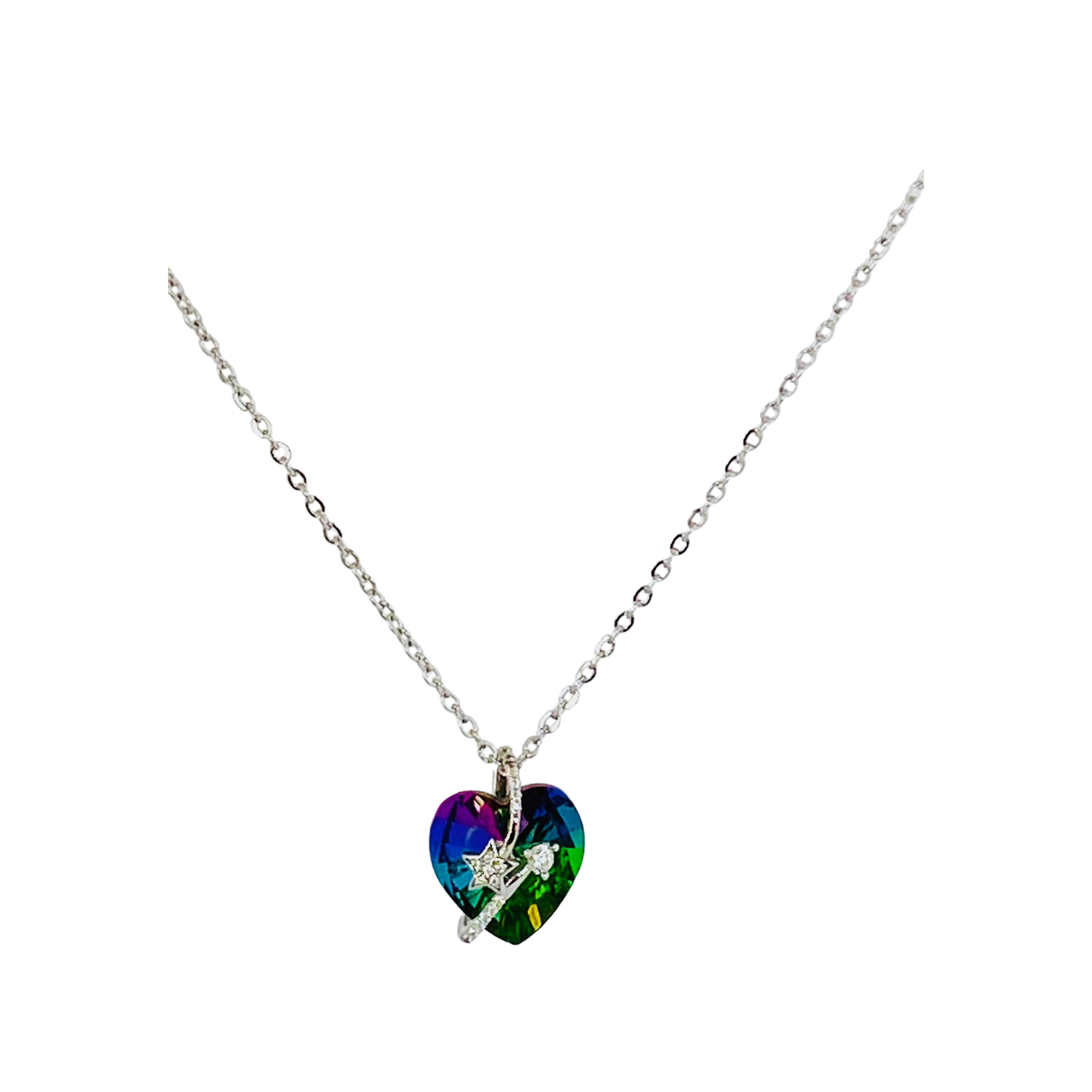 Simple Blue Heart Silver Chain