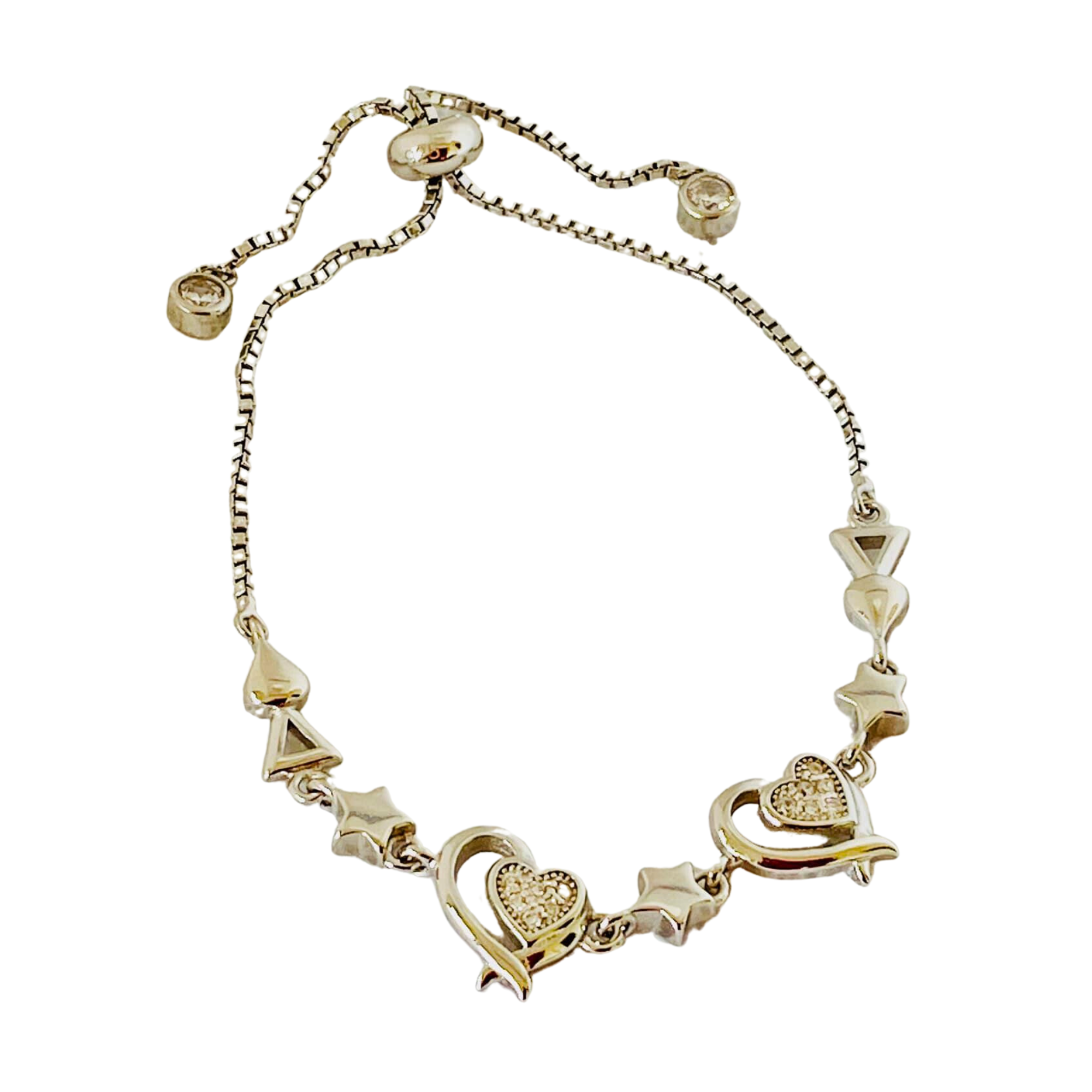 Heart Shape and Triangle Silver Chain