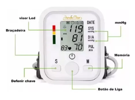 Miniatura: Aparelho Medidor De Pressão Arterial Digital Automatico Braço Cor Branco