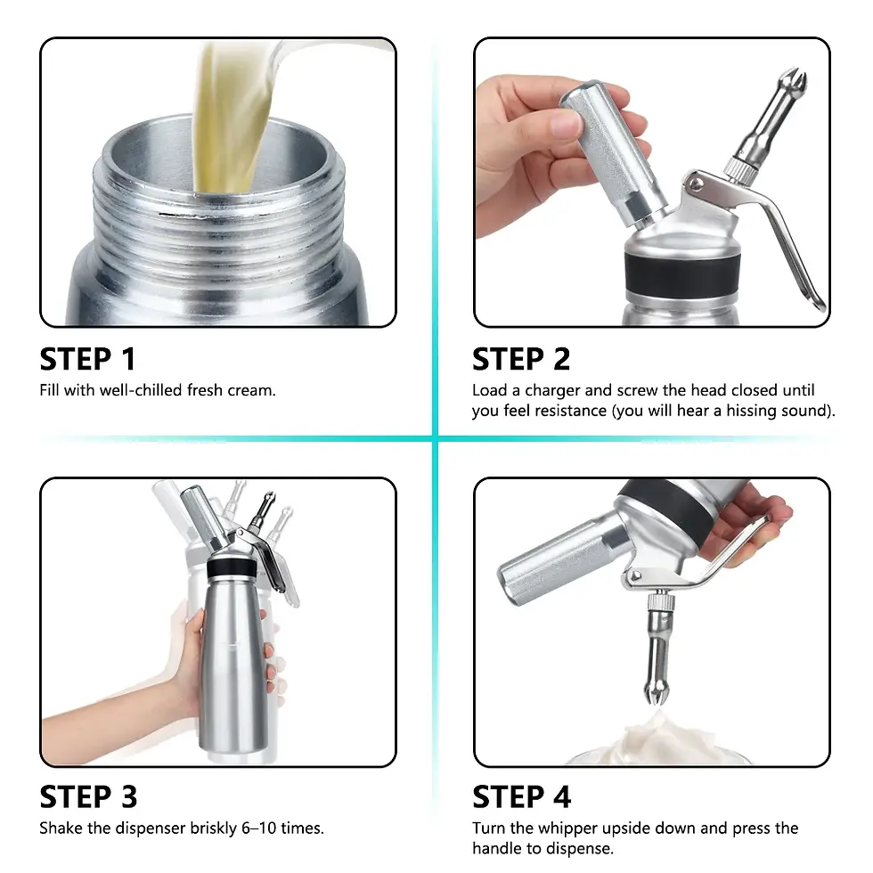 Miniatura: Dispensador de glaseado y crema de aluminio con boquillas decorativas