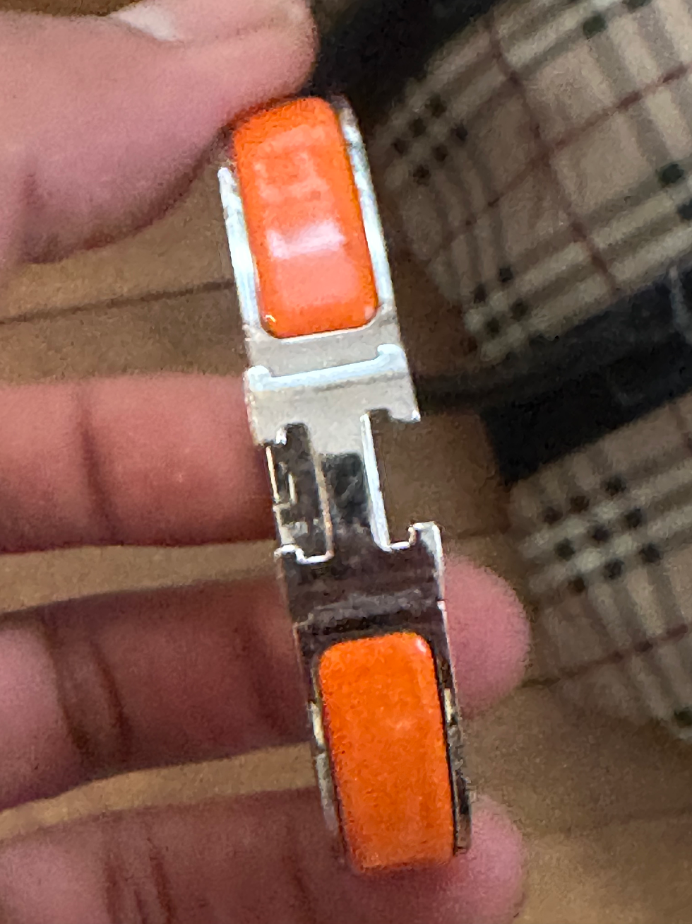 Miniature : Bracelet Hermès Clic Clac H – Orange & Argent