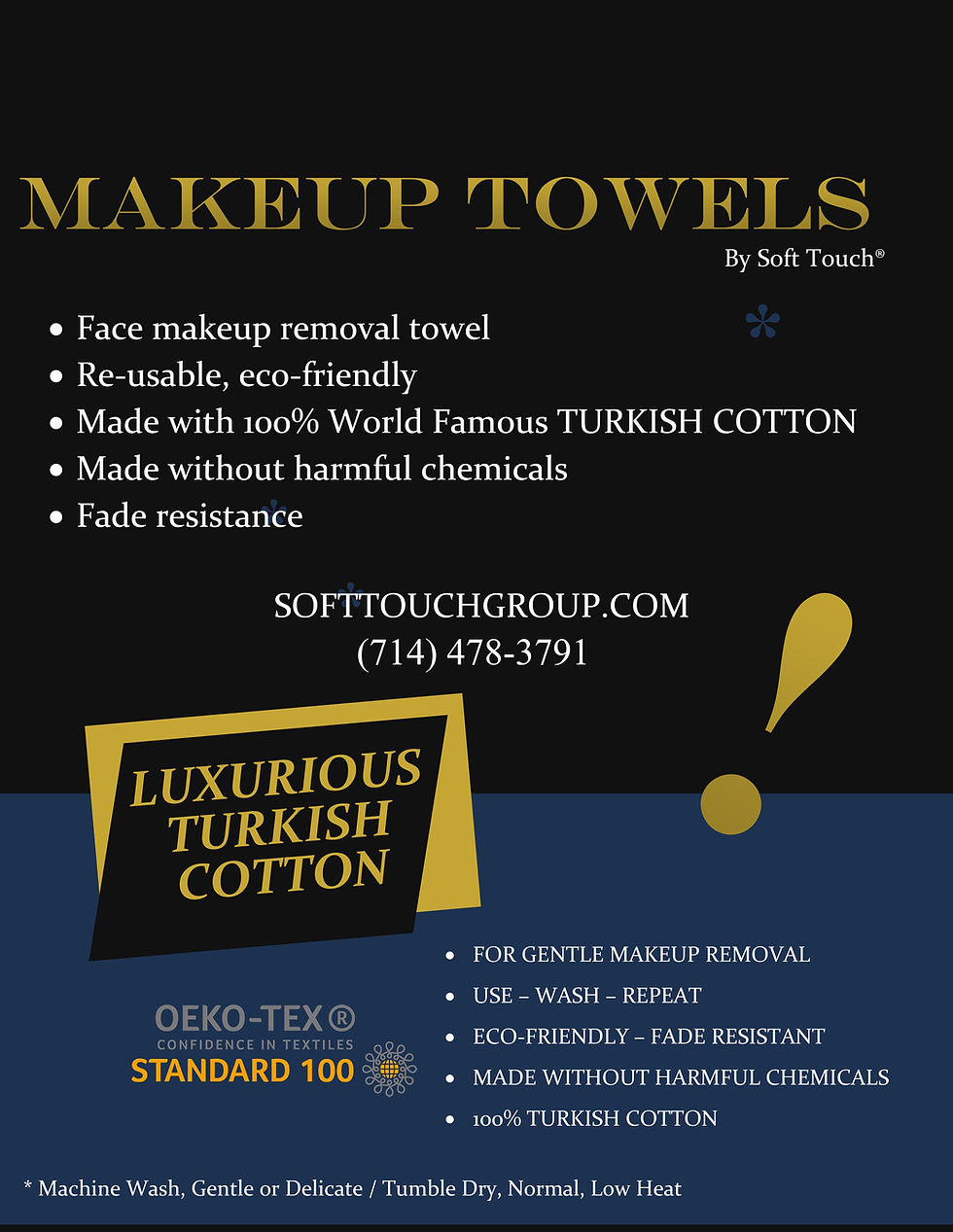 Thumbnail: Soft Touch luxurious Turkish cotton makeup towels: reusable, eco-friendly, fade-resistant