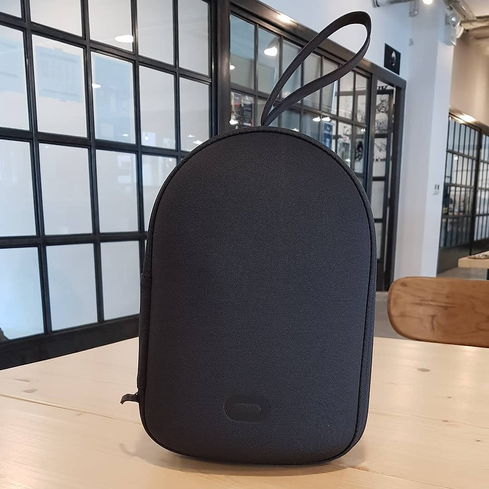 The Oculus Quest carrying case on a desk in an office