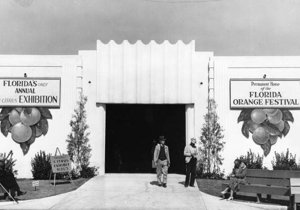 Festival Hall was one of four buildings that were used for Orange Festival exhibits. They stood on the current site of the City Hall Annex and the Splash Park. During WWII a POW camp was located on that site.