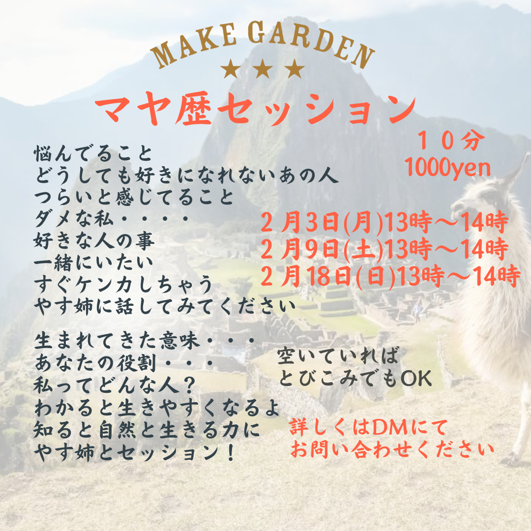 【2/3(月)】マヤ歴セッションの写真（宮崎県宮崎市）