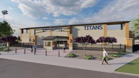 Exterior rendering of the Ottawa Glandorf High School Stadium renovation