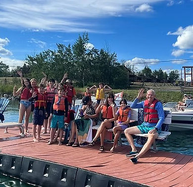 family on dock