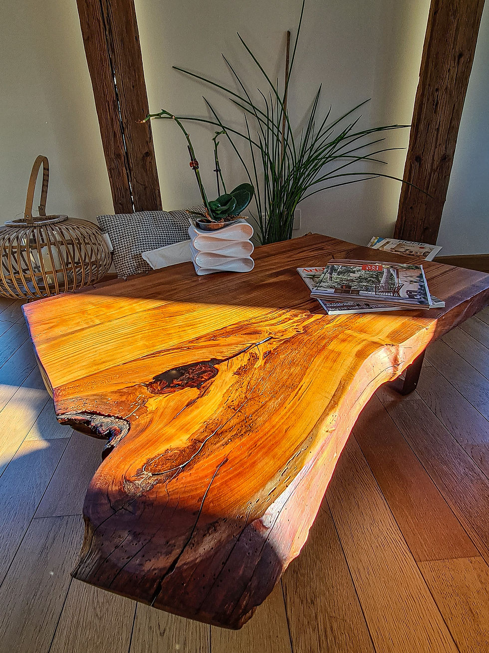 TABLE BASSE EN NOYER ET EPOXY