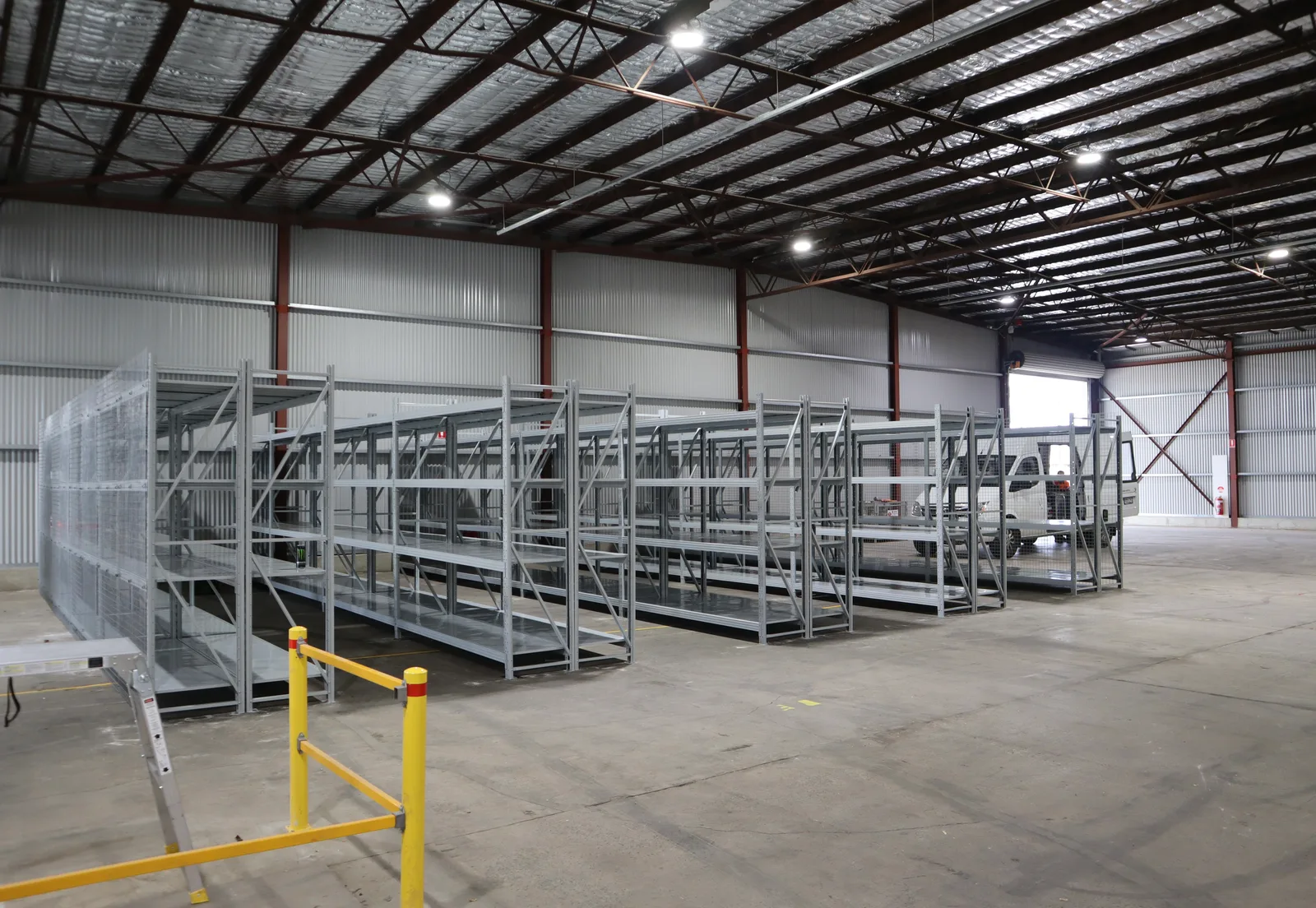 Hand-loaded shelving installed inside Zoomlion’s Adelaide warehouse