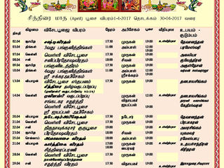 சித்திரை மாத பூஜை விபரம்!