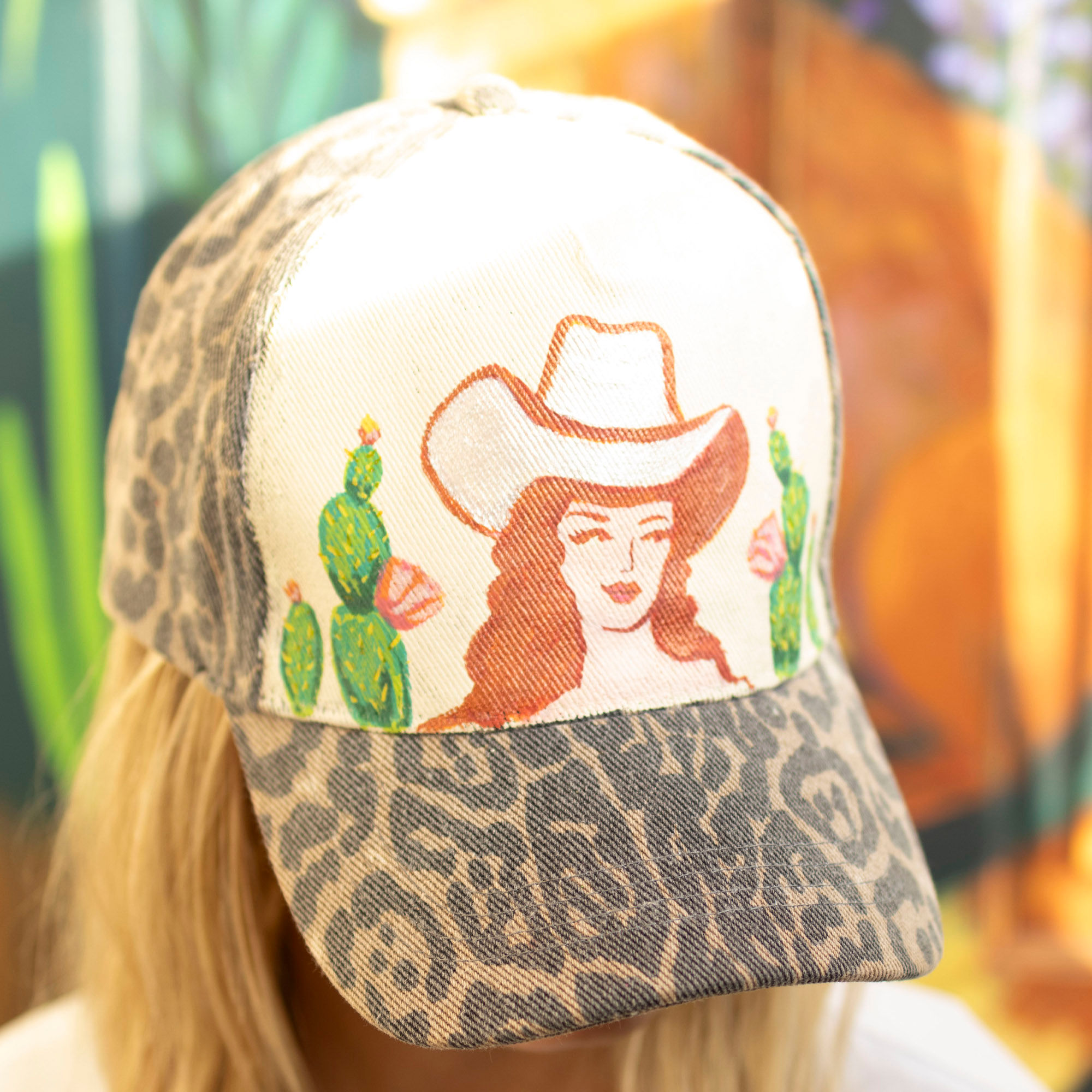 Custom cowgirl hand painted hat