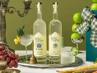 Little Saints st. ember and st. juniper are perfect non-alcoholic spirits for dry january