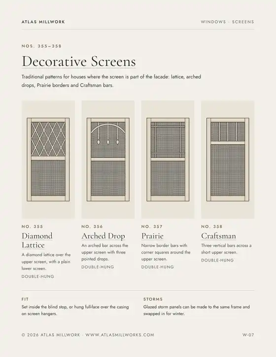Catalog page: Decorative Screens Nos. 355 to 358
