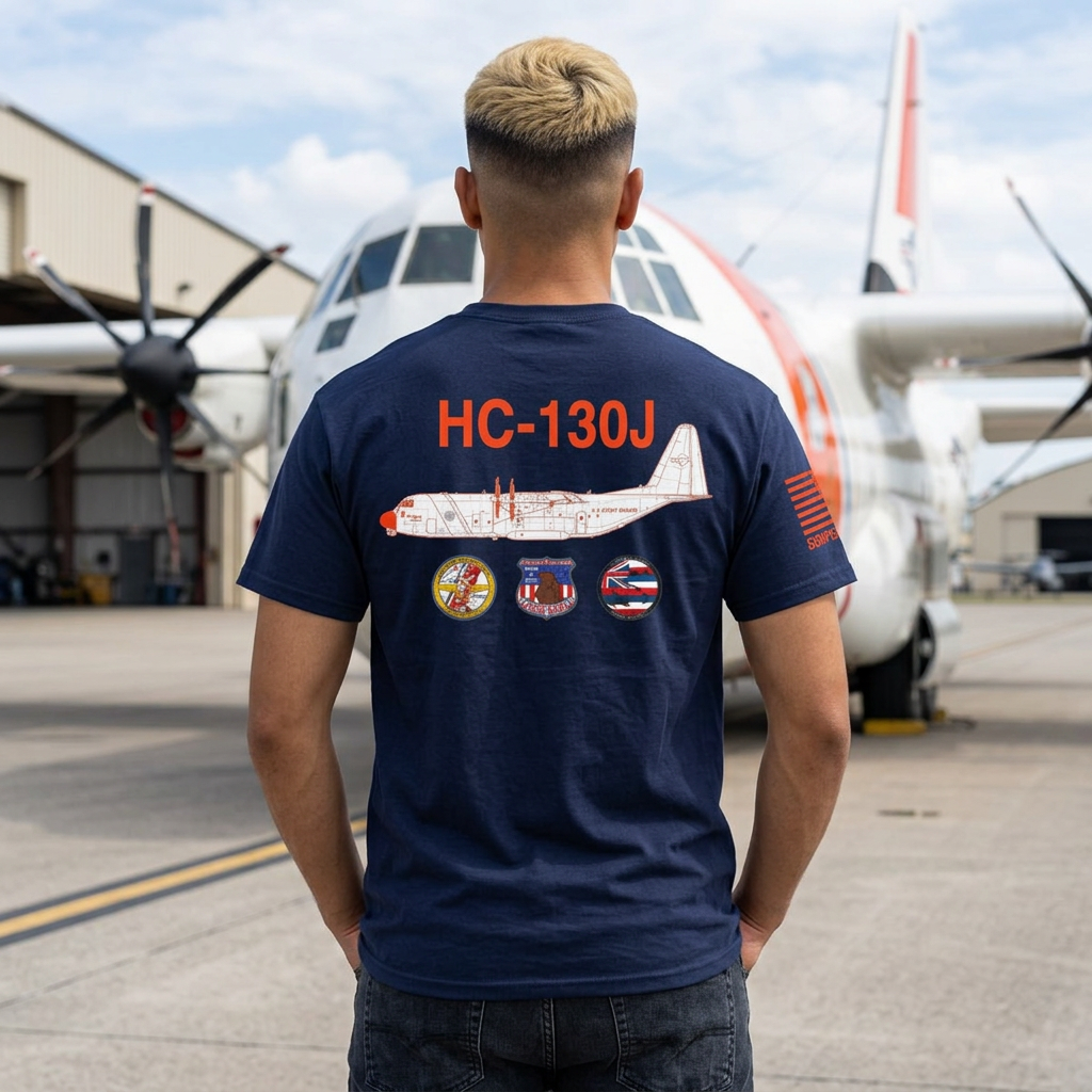 HC-130J Rescue Plane Illustration Tee | Coast Guard Military Aviation