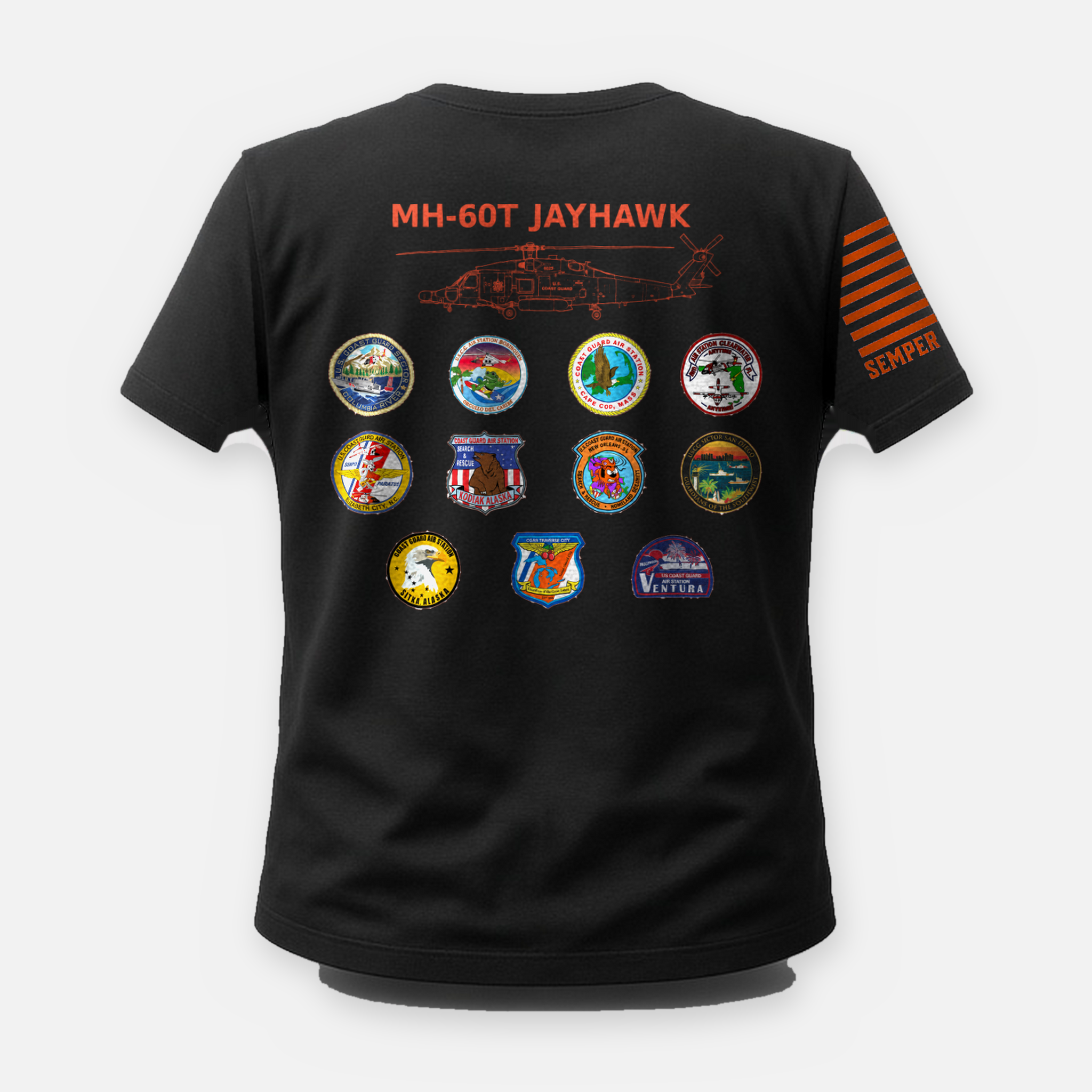 MH-60T Jayhawk Patch Design Tee | Coast Guard Helicopter Shirt