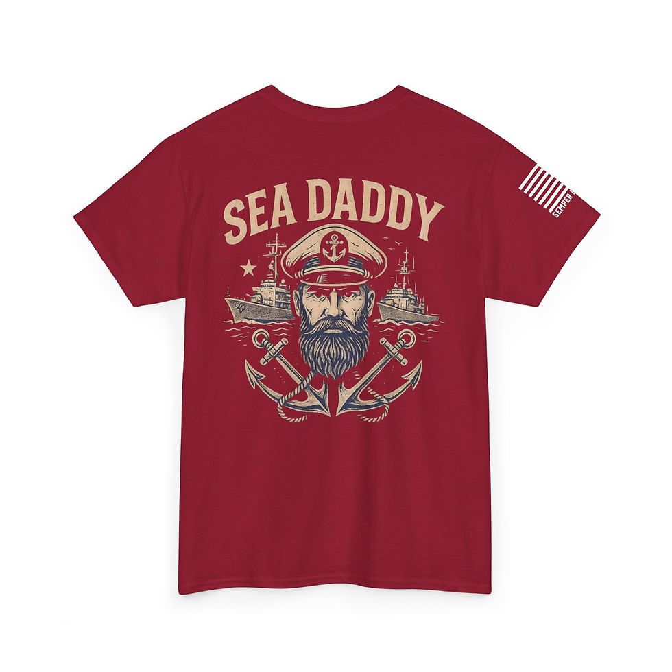 Thumbnail: Navy/Coast Guard Sea Daddy SAR Dog Flag T-Shirt | Distressed Military Logo