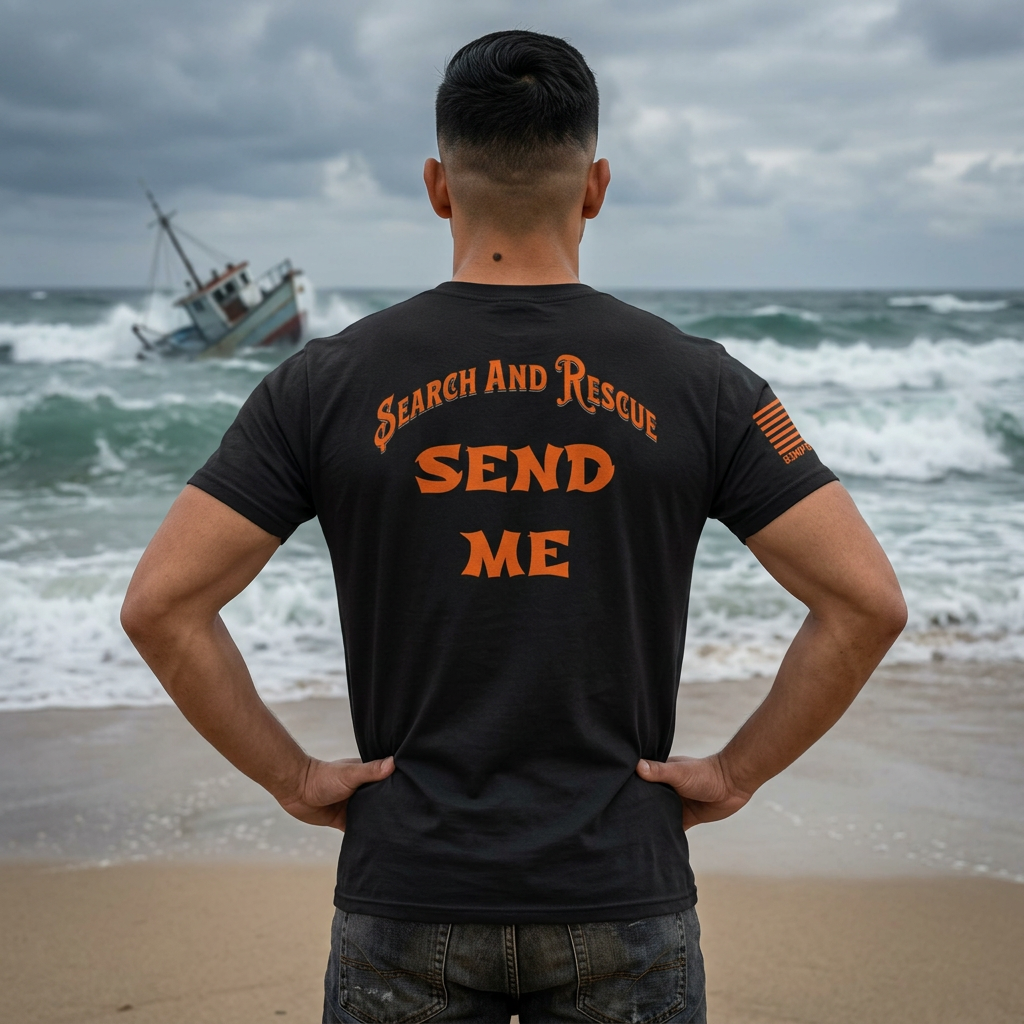 Send Me Search and Rescue SAR K9 Logo Tee | Semper Paratus Flag