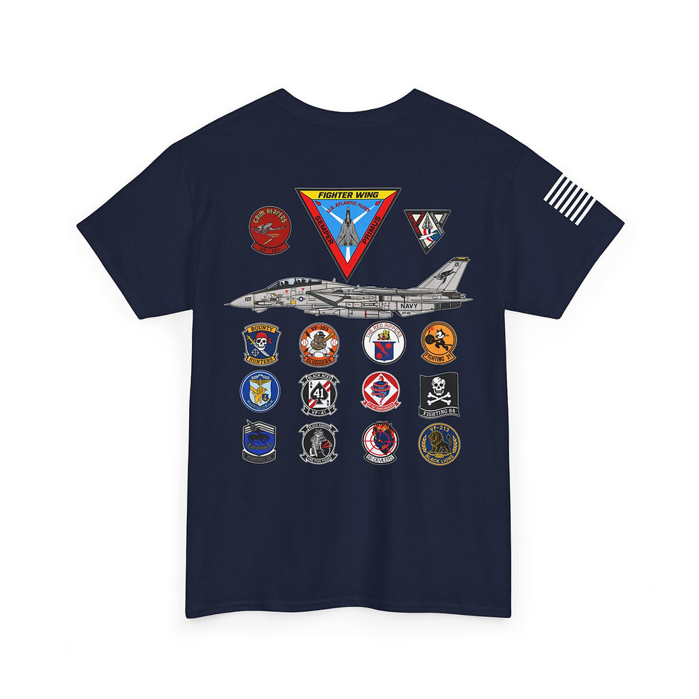 Thumbnail: F-14 Naval Aviation Squadron Patches Tee | Military Plane Patch Design