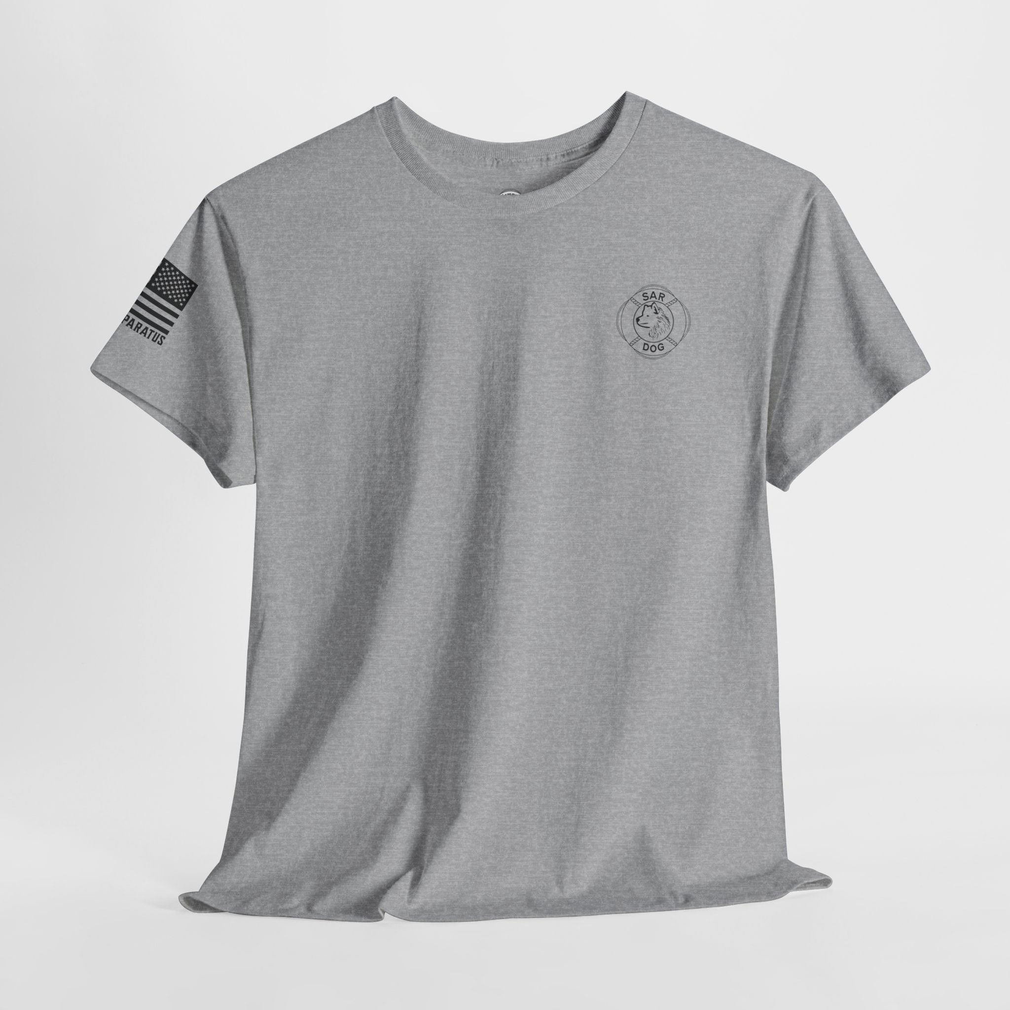 SAR Dog Black Logo Semper Paratus T-Shirt | Military Flag Logo, Printed in USA