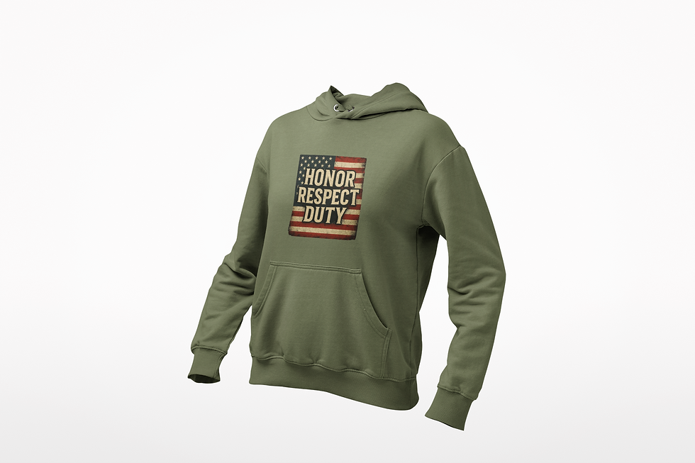 Thumbnail: Honor Respect Duty flag graphic Hoodie | Patriotic Military Tribute