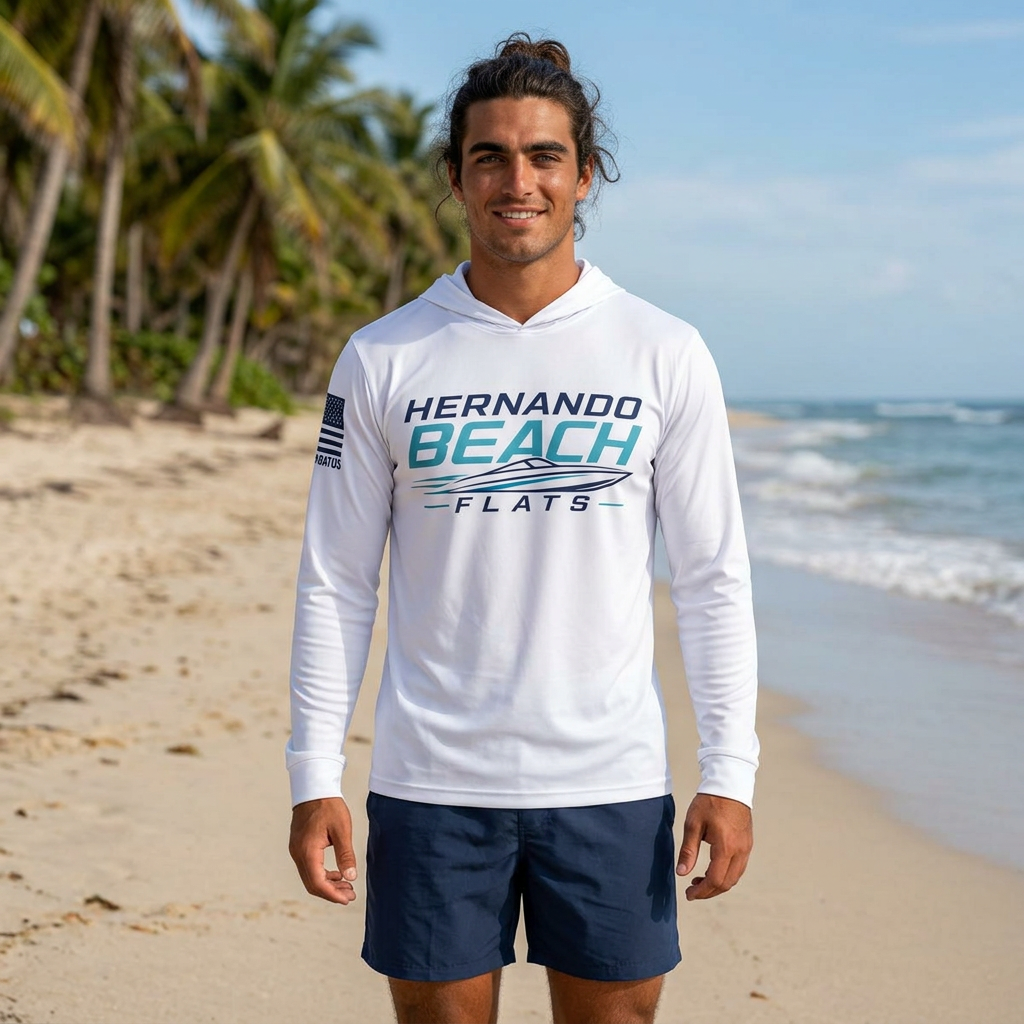 Hernando Beach Florida Flats Moisture-Wicking Hoodie | Coastal Logo Sportswear