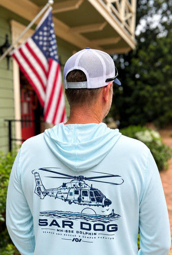MH-65 Dolphin UPF 50+ sun hoodie from SAR DOG