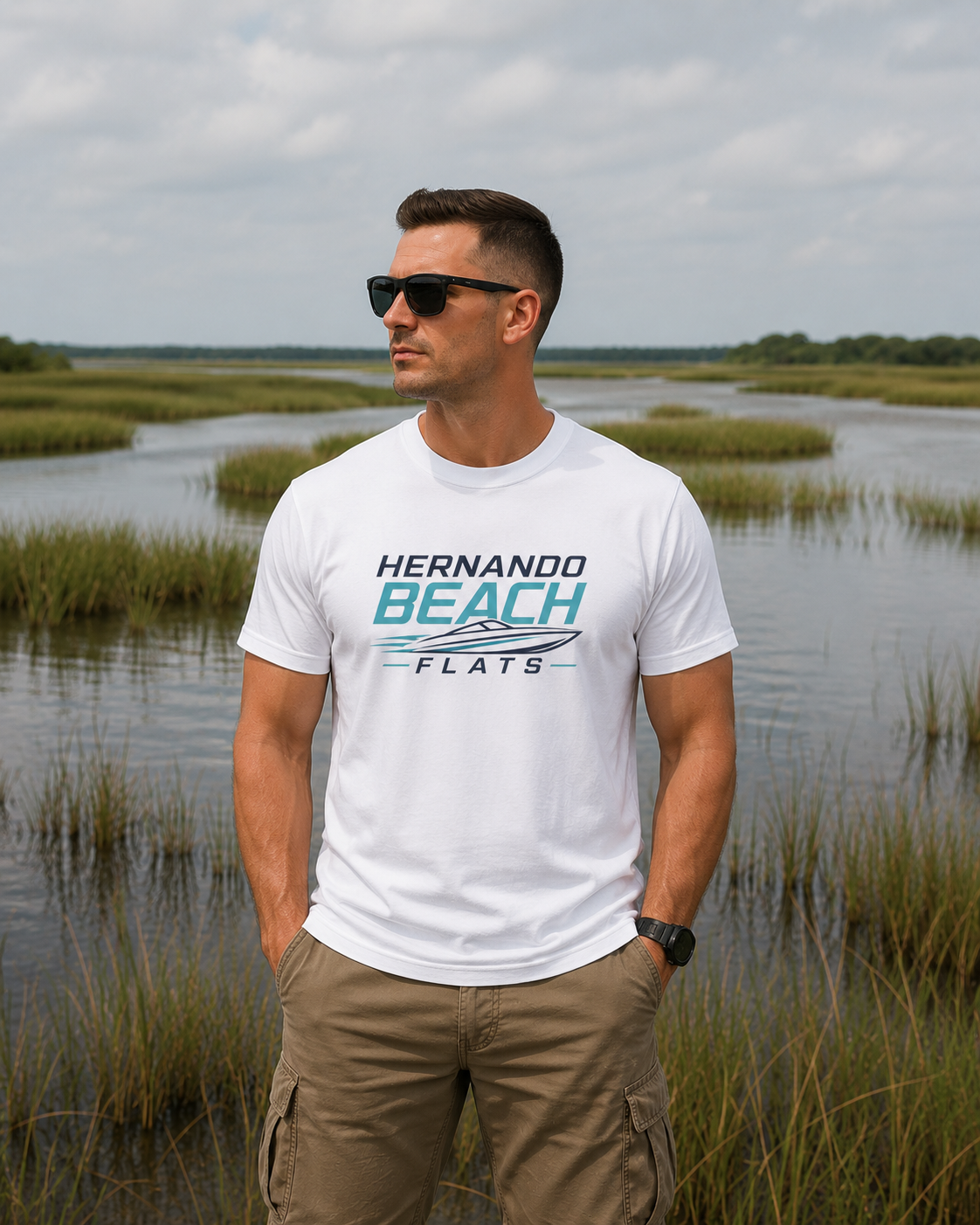 Hernando Beach Florida Flats Coastal Waves Moisture-Wicking Tee