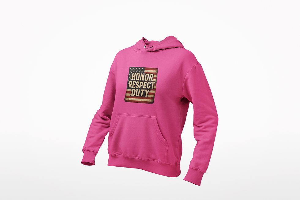 Thumbnail: Honor Respect Duty flag graphic Hoodie | Patriotic Military Tribute