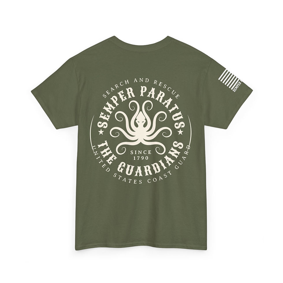 Thumbnail: Coast Guard Search and Rescue Octopus Semper Paratus 1790 Flag Tee