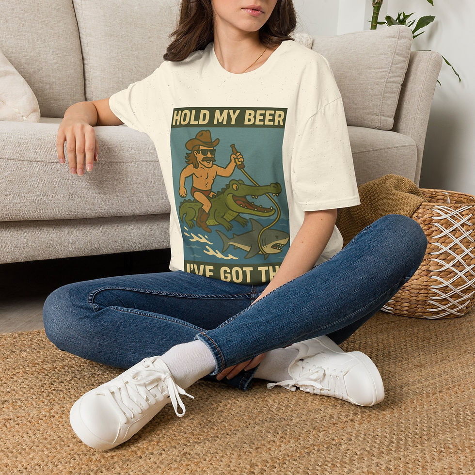 Thumbnail: Hold My Beer T-Shirt | Cowboy Riding Alligator Vintage Graphic lightweight tee