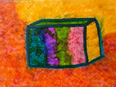 A simple line drawing of a closed rectangular box or container with a lid, symbolizing a safe place to hold difficult or distressing memories.