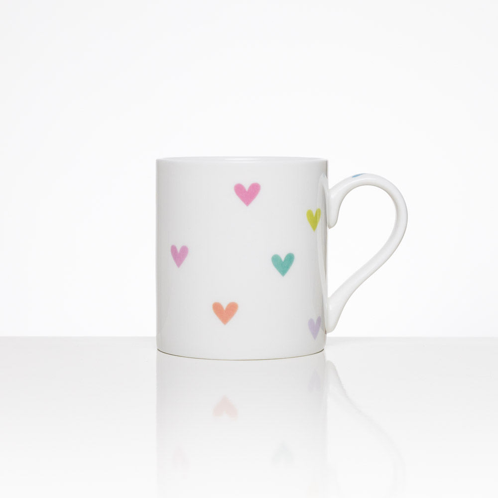 Rainbow Hearts Fine Bone China Mug - Blue Heart