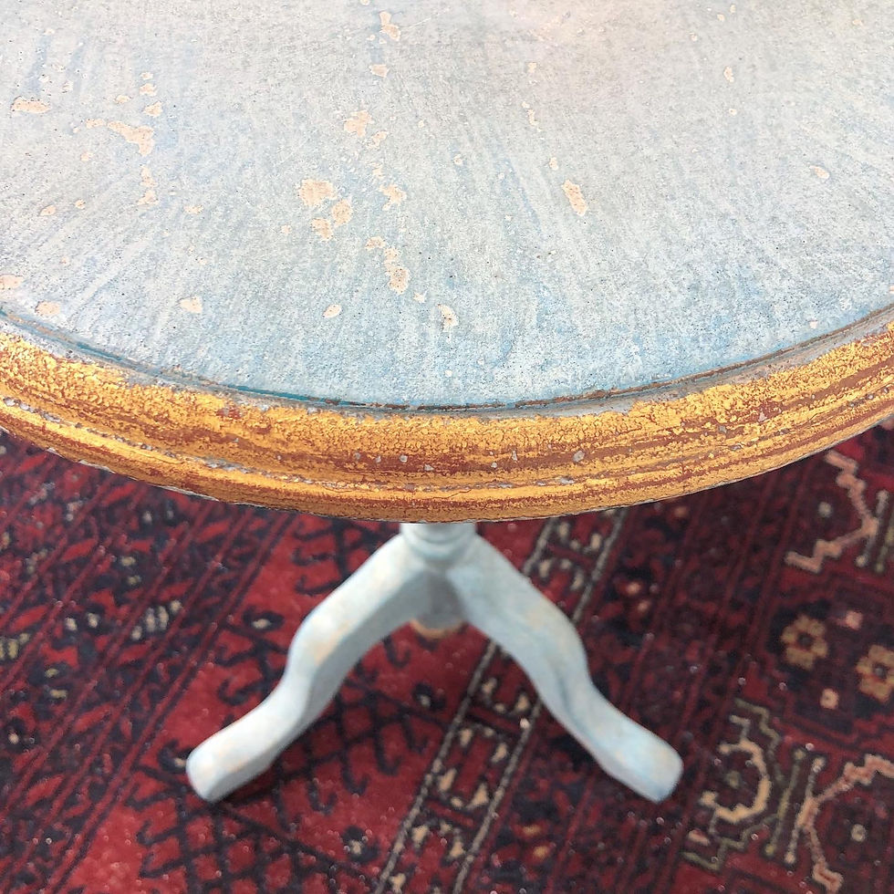 Thumbnail: Vintage Gustavian grey table  with gold leaf