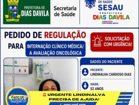🚨 URGENTE: LINDINALVA PRECISA DE AJUDA!