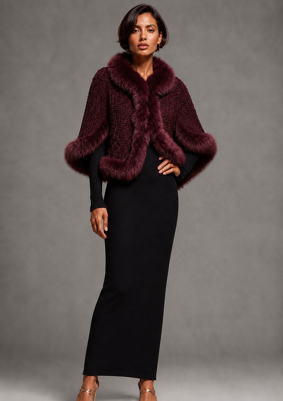 Thumbnail: Knitted Mink and Fox Fur Cape