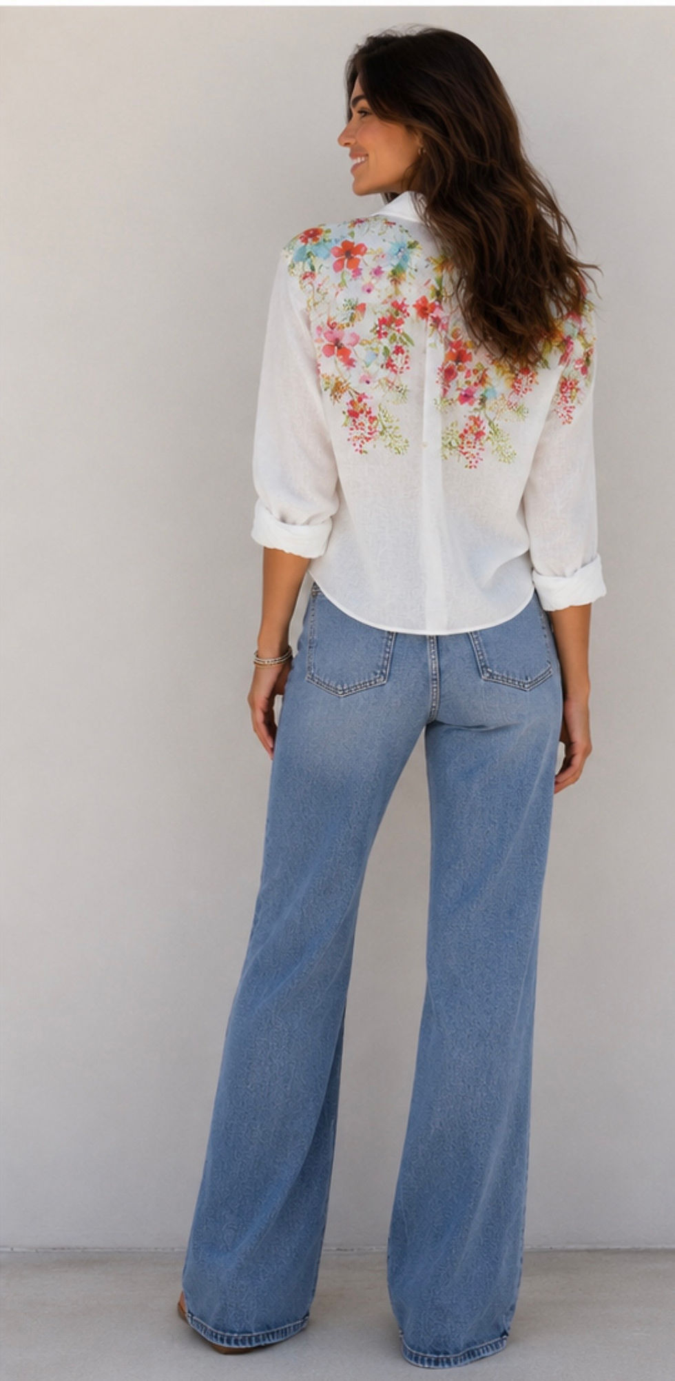 Thumbnail: Floral Print 100% Linen Button Down Shirt